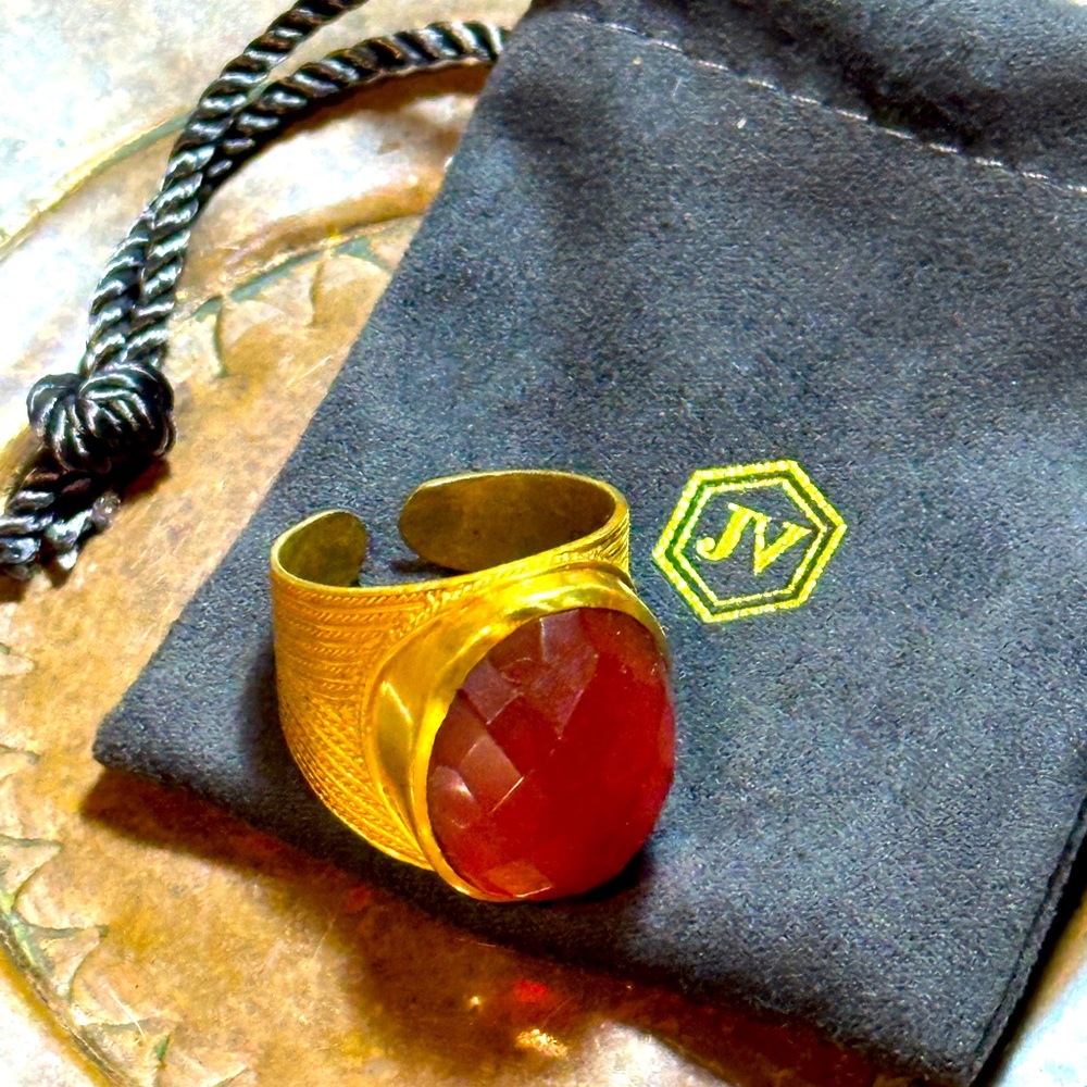 Julie Vos statement ring, red stone